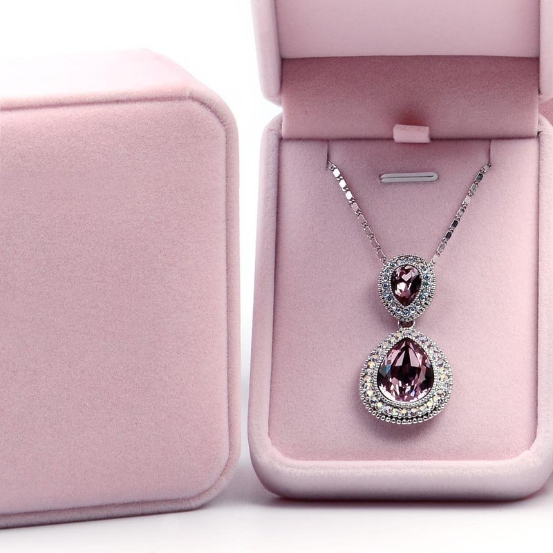 Oirlv Luxurious Velvet Necklace Storage Box Pendant Gift Case Jewelry Display Box for Anniversary Propose Christmas - Image 5